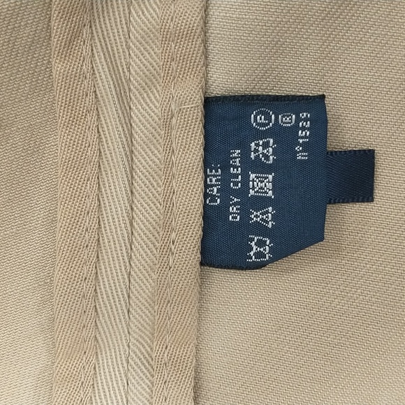 Quality Khaki Jacket Ralph Lauren Blue Label Tailored Cotton w Leather Trim sz 8 - Picture 9 of 11